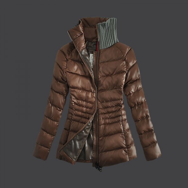 Moncler Donna Giù cappotto di lana Colla Dark marrone uscita M1031